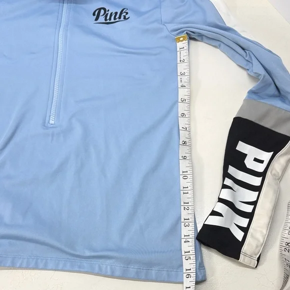 PINK Victoria's Secret Light Blue Zip-Up Pullover Top - Picture 9 of 9